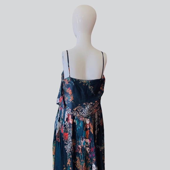 ETXART & PANNO FLORAL SILK MAXI DRESS SPAGHETTI STRAP SILK GOWN - Picture 3 of 16